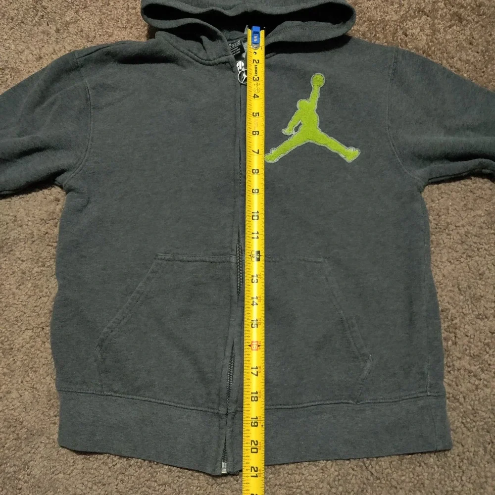 Nike Jordan Jacket Boys Kids Size‎ Medium Gray Green Full Zip Hoodie Sweatshirt